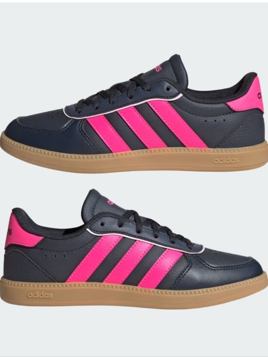 Adidas Navy Blue Sneakers with Pink Stripes and Gum Sole Size:7